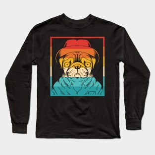 Dog Retro Pug Long Sleeve T-Shirt